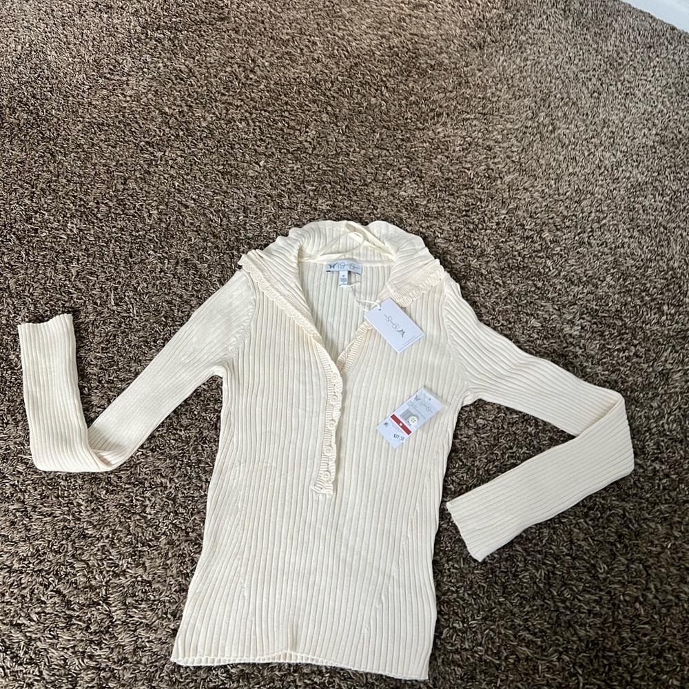 NWT Jessica Simpson Rib-Knit Button Down Sweater - Picture 1 of 11